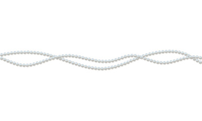 Beautiful pearl necklace. Jewel. Bead decoration. Vector illustration. White background. Border. Image of strands of pearls, necklaces on a white background.