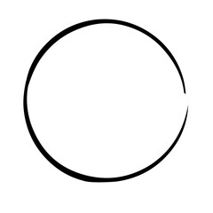 Brush stroke ink circle, Japanese calligraphy paint buddhism symbol, Zen enso, black paint round outline, vector illustration