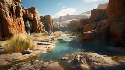 Canyon Serenity: A Vivid Depiction of Nevada's Natural Palette - River in a Canyon - wallpaper