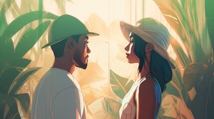 A Universal Glance Between a couple in Tropical Bliss - all love - vacation for everyone