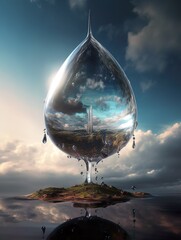 Galactic Droplet: A Futuristic Depiction of the Universe Encased in Water - water drop - earth - nature