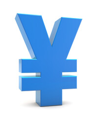 Japanese Yen and Chinese Yuan Currency Symbol 3d isolated on white background. Japanese yen Sign 3d. 3D rendering.