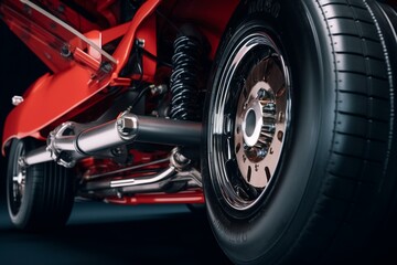 Red car suspension on white background. Generative AI