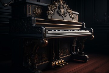 Fototapeta na wymiar Illustration of a dark, gothic piano. High-quality. Generative AI