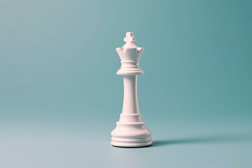 3D rendered white king chess piece on colored background for business strategy and competition concept. Generative AI - obrazy, fototapety, plakaty