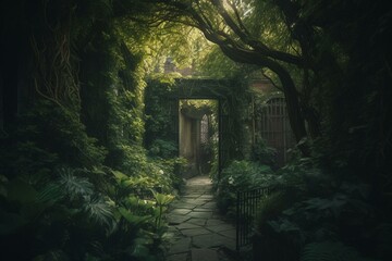 Enigmatic greenery at a secret garden. Generative AI