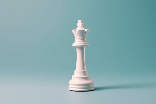 3D rendered white king chess piece on colored background for business strategy and competition concept. Generative AI