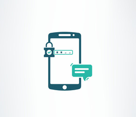 Smartphone screen security icon, secure phone mobile  icon 