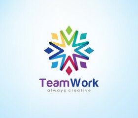 Leadership logo creative people abstract design team work logo