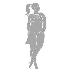 Silhouette figure of a slender woman. The girl is standing. The lady is overweight, beauty and sexuality. vector illustration.