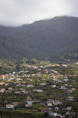 Fototapeta na wymiar Scenic Coastal Village of São Vicente on North Coast of Madeira During Golden Hour
