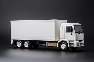 A white delivery truck model on a white background. Generative AI