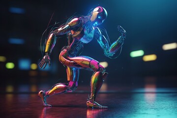 Colorful concept design of a dancing robot with AI technology for music. Generative AI