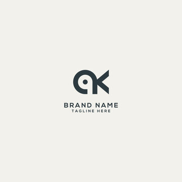 Alphabet QK KQ letter logo design. Flat vector logo design template illustration.