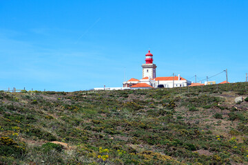 Fototapeta na wymiar The lighthouse of Cabo da Roca in Portugal, the westernmost point of mainland Portugal and continental Europe.