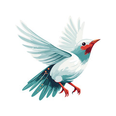 Flying pigeon on white background