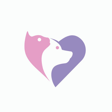 dog and pet  heart logo