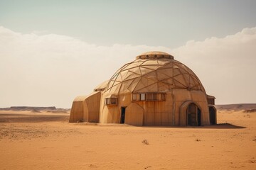 Dome building in the Sahara desert as seen in Star Wars. Generative AI