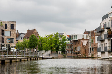 A charming view of the Dyle river bank of Mechelen, Belgium