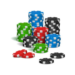Poker chips on a light background. Vector illustration.