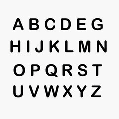 Black and white alphabet Arial Rounded MT Bold