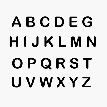 Black and white alphabet Arial Rounded MT Bold