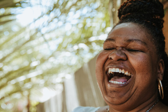 close up of plus size African American woman's face