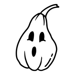 Hand drawn line art of cute Halloween pumpkin in doodle style