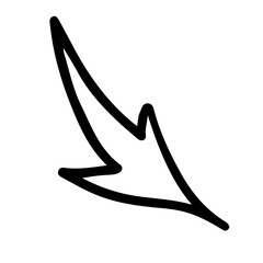 Hand drawn line art of sharp shaped leaf in doodle style