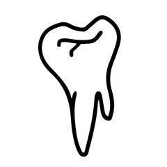 Outline design of tooth in doodle style