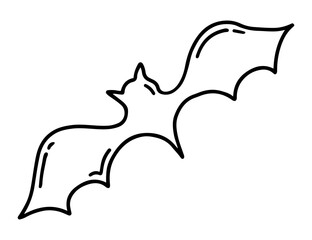 Outline illustration of bat in doodle style