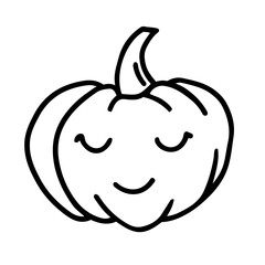 Hand drawn line art of cute Halloween pumpkin in doodle style