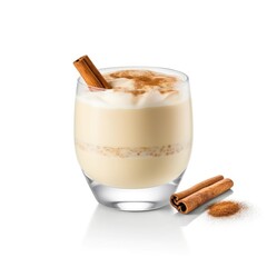 Egg Nog Cocktail isolated on white (generative AI)