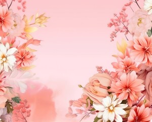 Fototapeta na wymiar A May mother's day banner with colorful watercolor flowers and text space. (Generative AI)