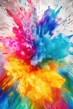 An explosion of colorful Holi paint powder created this image. (Generative AI)