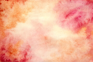 Obraz premium Hand drawn watercolor background. Red and orange abstract watercolor background.