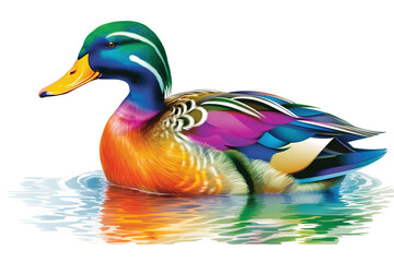 Fototapeta premium illustration of a colorful duck, generative ai 