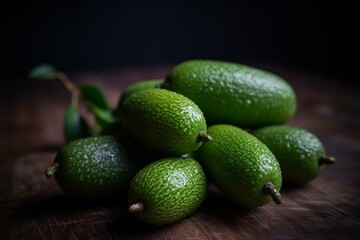 Fresh organic green finger lime, uncooked. Generative AI