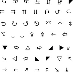 Set of icons of arrows, vector icons arrows black  PNG