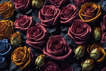 pink rose background, yellow roses background