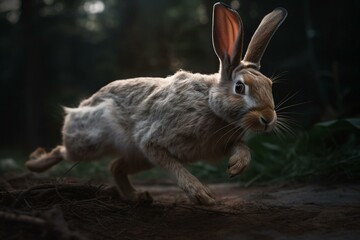 Naklejka na ściany i meble A running rabbit. Generative AI
