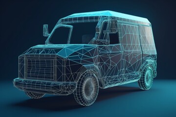 Geometric vehicle with few polygons. Generative AI
