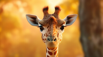 Obraz premium giraffe baby close-up. Generative AI