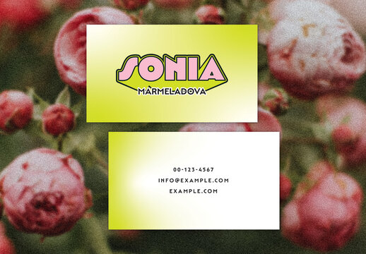 Business Card Layout with Gradient Details