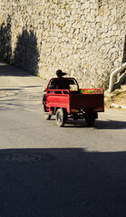 A man riding a tricycle on a sunny holiday day in Istanbul, Turkey