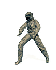 astronaut found something on white background