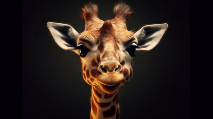 giraffe baby  close-up. Generative AI