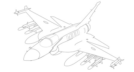 Modern Jet fighter detailed vector without colors