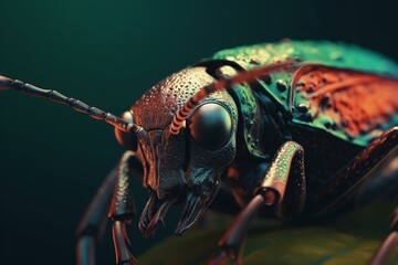 A detailed illustration of a bug up close. Generative AI