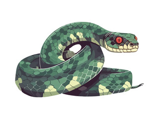Spooky snake crawling, dangerous animal in nature